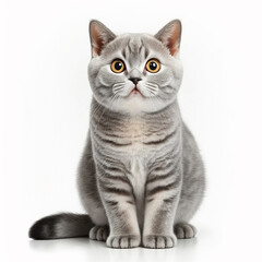 Obraz premium Cat with clear eyes, neatly cut, on a white background