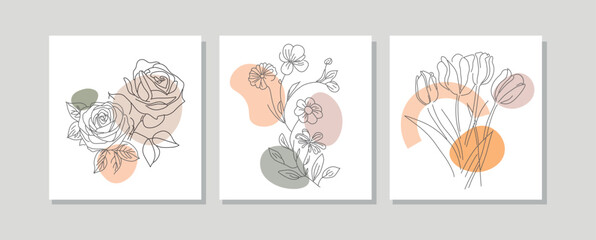 Simple line art posters featuring organic doodle shapes, characterized abstract minimalism, contemporary design, and modern artistic expression, wall art, decor. Vector art.