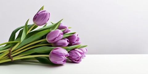 Purple tulip flower story background. AI Generated