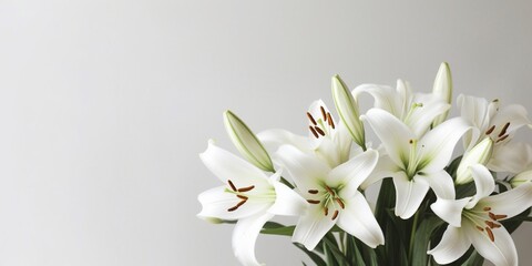 White lily wedding bouquet flower background. AI Generated