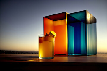 A Couple Of Different Colored Vases Sitting On Top Of A Wooden Table