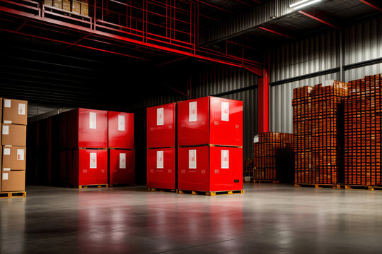 A Warehouse Filled With Lots Of Red Boxes