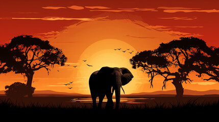 Obraz premium silhueta de elefante grande