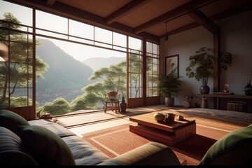 cozy living room with natural light pouring in from a large window