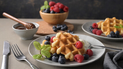 Sweet Homemade Berry Belgian Waffle