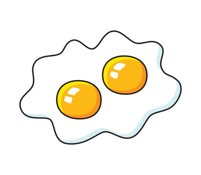 Two fried eggs isolated vector illustration