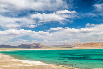 Fototapeta na wymiar The beautiful lake water in Nyima County Ngari Prefecture Tibet Autonomous Region, China.