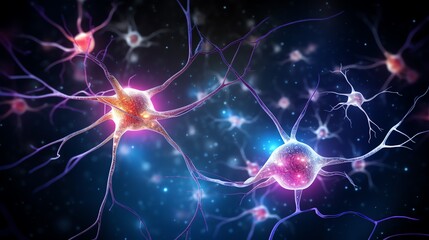 Microscopic view of human brain neurons
