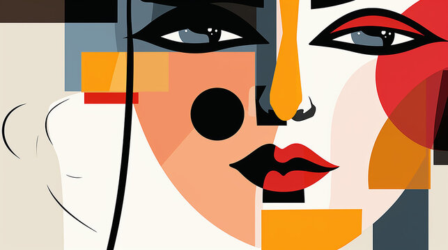Vetor de design de ilustra&ccedil;&atilde;o de arte de parede de abstra&ccedil;&atilde;o de retrato de rosto. formas criativas projetam gr&aacute;ficos com formas geom&eacute;tricas texturizadas. minimalismo de rosto geom&eacute;trico abstrato. meni