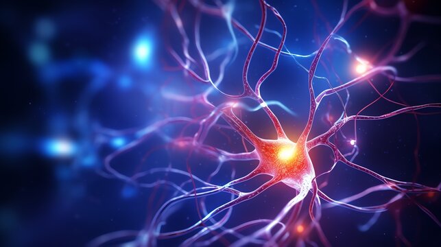 Microscopic view of human brain neurons