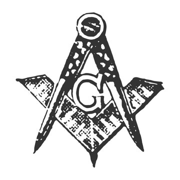 Freemason Illustration Clip Art Design Shape. Mason Compass Square Silhouette Icon Vector.