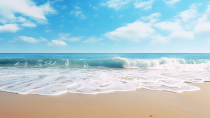 Scenic Coastal Views, Waves Crashing on Sandy Beaches. Generative Ai