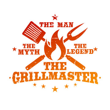 Grill Master Illustration Clip Art Design Shape. Barbecue BBQ Man Silhouette Icon Vector.