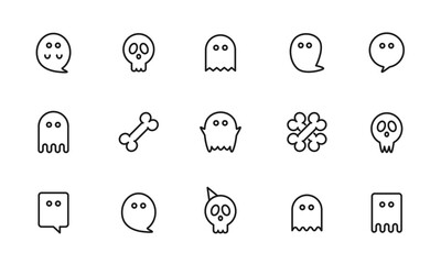 お化けのアイコンセット/ハロウィン/幽霊/骸骨/ドクロ/イラスト/ベクター