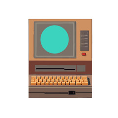 Retro Computer Orange Gray