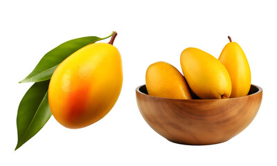 wooden bowl full of Mango isolated on transparent png