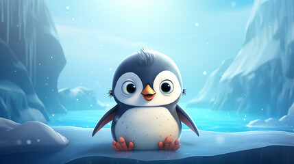 Naklejka premium Fundo do pequeno pinguim