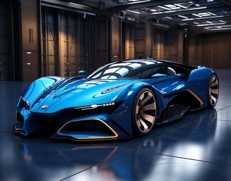 Blue Concept Hypercar (ai generated)