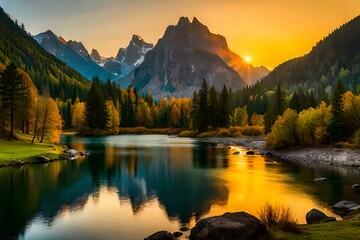 Obraz premium sunrise over the mountains Generative AI