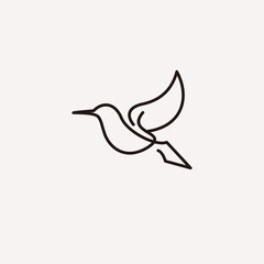 Continuous one line drawing of hummingbird minimalism drawing vector illustration