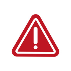 Exclamation danger sign. Red triangle, white exclamation point. Vector illustration. EPS 10