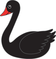 An elegant black swan cartoon style icon. © LifeisticAC