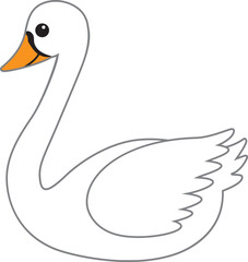 An elegant white swan smiling cartoon style icon.