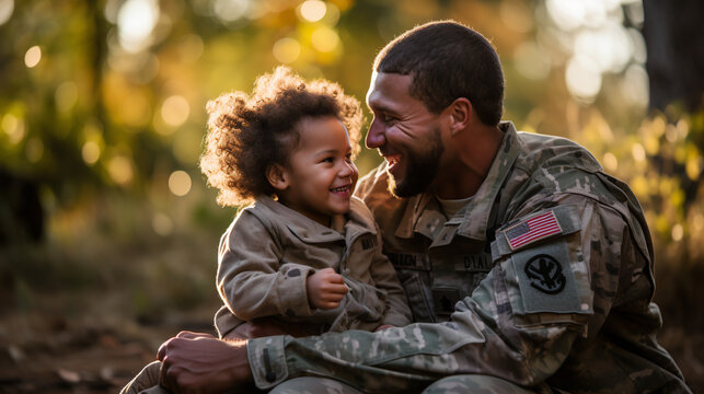 Embracing Love: A U.S. Soldier's Tender Hug with his Child
