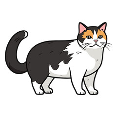 Fototapeta premium Whimsical Whiskers: 2D Artwork Featuring a Japanese Bobtail Cat