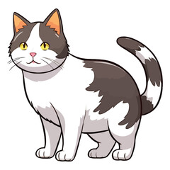 Fototapeta premium Whimsical Whiskers: 2D Artwork Featuring a Japanese Bobtail Cat