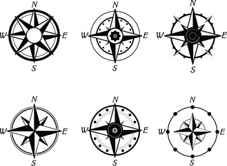 Set of compass sign illustration