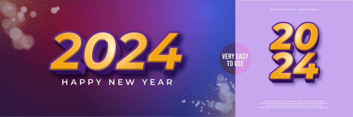 Happy new year background with gradient bold writing design text effect 3D style