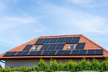 House roof with photovoltaic modules