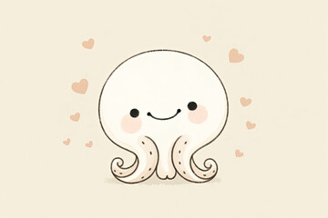 happy cartoon octopus , white background,ai jenerater.