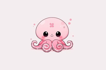 happy cartoon octopus , white background,ai jenerater.