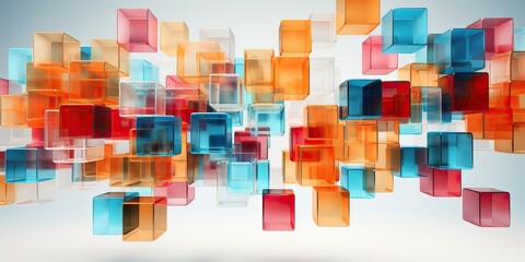 Floating abstract cubes background, generative ai