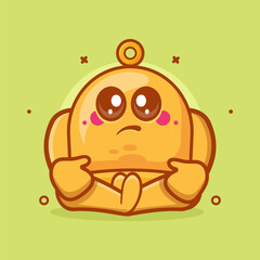kawaii yellow bell character mascot with sad expression isolated cartoon in flat style design