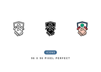 Commitment Icon. Trust Handshake Partnership Symbol Stock Illustration. Vector Line Icons For UI Web Design And Presentation