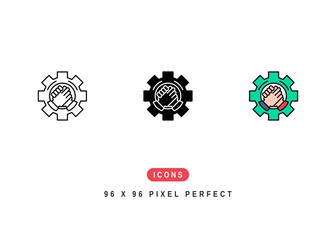Fototapeta premium Commitment Icon. Trust Handshake Partnership Symbol Stock Illustration. Vector Line Icons For UI Web Design And Presentation