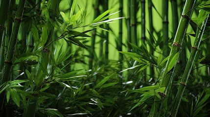A Plethora of Green Bamboo Slices, Tall and Slim