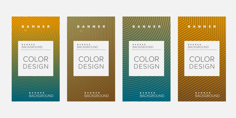 Background banner geometric line color design vector, vertical banner set