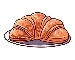 Freshly baked French croissant bread icon
