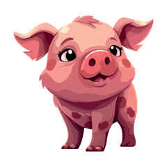 Cute piglet standing with a cheerful smile, a farm friend