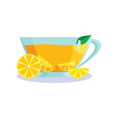 Cup of Lemon Tea Vector Flat Design