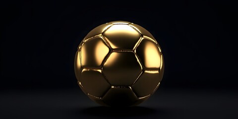 Fototapeta na wymiar Gold soccer ball or football isolated on black dark background with sport winner championship tournament and golden king crown competition trophy champion cup of victory honor prize, AI generative