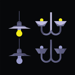Hanging Lamps Various Design Simple Vector Collection