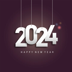 2024 happy new year hanging font sparkling background