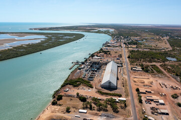 The far north Queensland town of Karumba on the Norman river. - 620368179