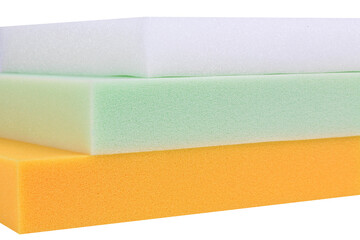 Set of sponge Squares foam sponge neatly overlap on white background.