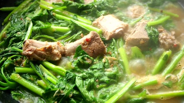 Thai northern style Chinese cabbage soup or Puk Kad Jo, in door  Chiangmai  Thailand.